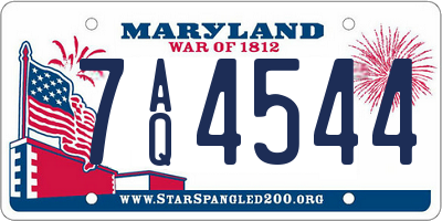 MD license plate 7AQ4544