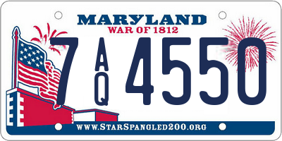 MD license plate 7AQ4550