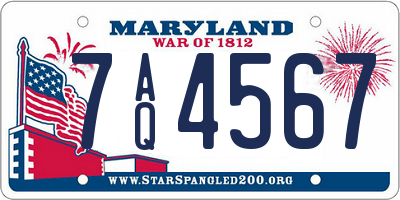 MD license plate 7AQ4567