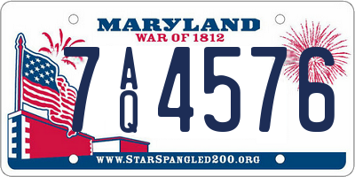 MD license plate 7AQ4576
