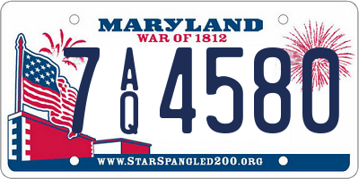 MD license plate 7AQ4580