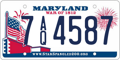 MD license plate 7AQ4587