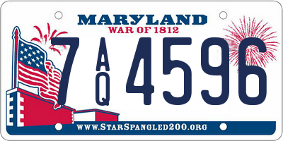 MD license plate 7AQ4596
