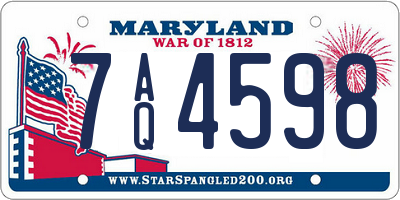 MD license plate 7AQ4598