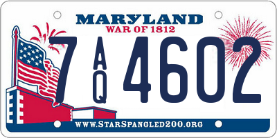 MD license plate 7AQ4602