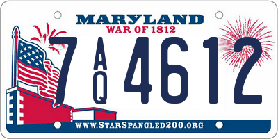 MD license plate 7AQ4612