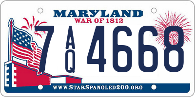 MD license plate 7AQ4668