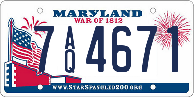 MD license plate 7AQ4671