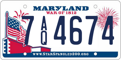MD license plate 7AQ4674