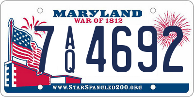MD license plate 7AQ4692