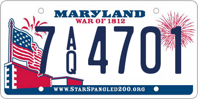 MD license plate 7AQ4701