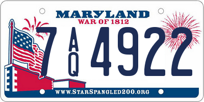 MD license plate 7AQ4922