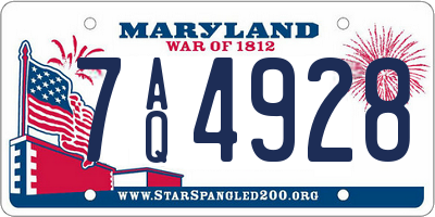 MD license plate 7AQ4928