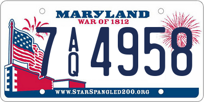 MD license plate 7AQ4958