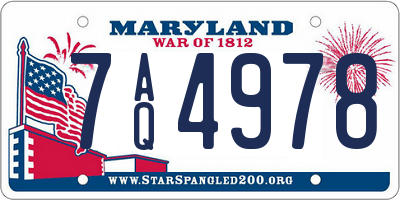MD license plate 7AQ4978