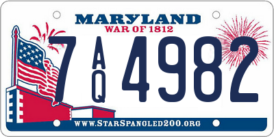 MD license plate 7AQ4982