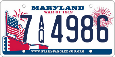 MD license plate 7AQ4986