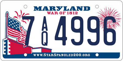 MD license plate 7AQ4996
