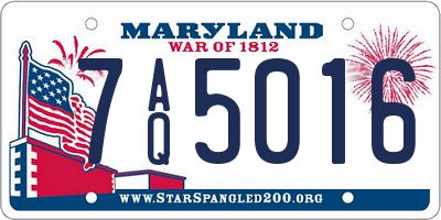 MD license plate 7AQ5016