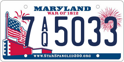 MD license plate 7AQ5033