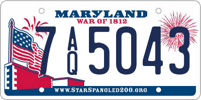 MD license plate 7AQ5043