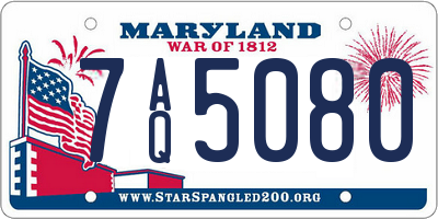 MD license plate 7AQ5080