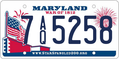 MD license plate 7AQ5258