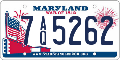 MD license plate 7AQ5262