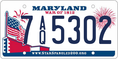 MD license plate 7AQ5302
