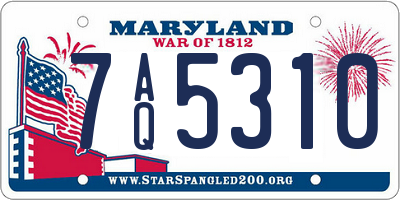 MD license plate 7AQ5310