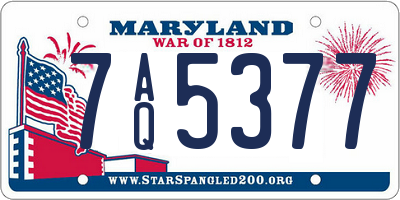 MD license plate 7AQ5377
