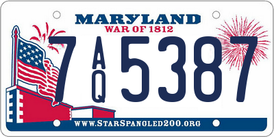 MD license plate 7AQ5387
