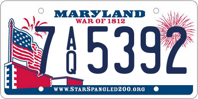 MD license plate 7AQ5392