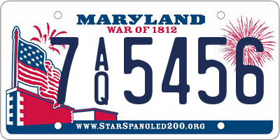 MD license plate 7AQ5456