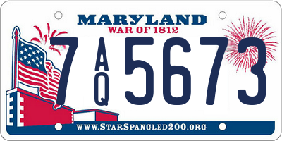 MD license plate 7AQ5673