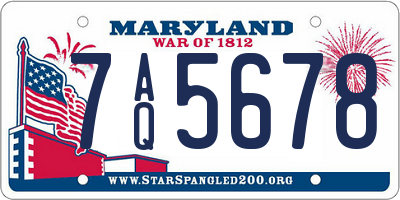 MD license plate 7AQ5678