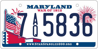 MD license plate 7AQ5836