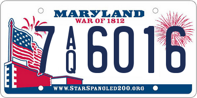 MD license plate 7AQ6016