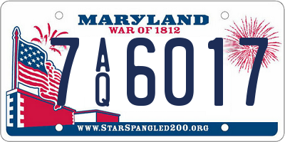 MD license plate 7AQ6017