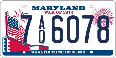 MD license plate 7AQ6078