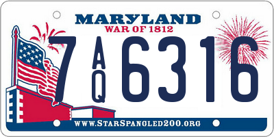 MD license plate 7AQ6316