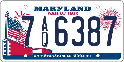 MD license plate 7AQ6387