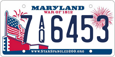 MD license plate 7AQ6453