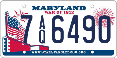 MD license plate 7AQ6490