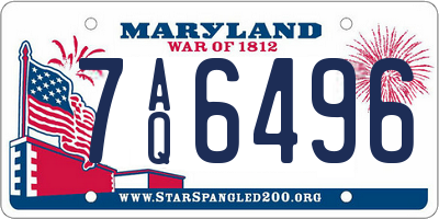MD license plate 7AQ6496