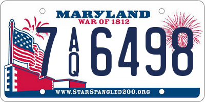 MD license plate 7AQ6498