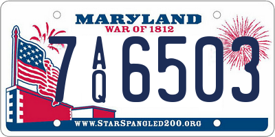 MD license plate 7AQ6503