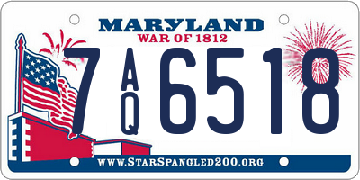 MD license plate 7AQ6518