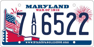 MD license plate 7AQ6522