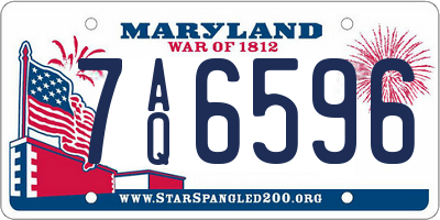 MD license plate 7AQ6596